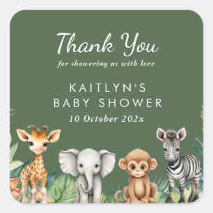 Wild One Jungle Safari Baby Shower Square Sticker