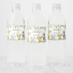 Wild One Jungle Safari Baby Shower Water Bottle Label