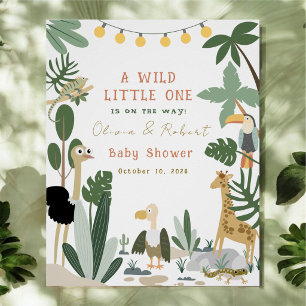 Wild One Jungle Safari Baby Shower Welcome Sign