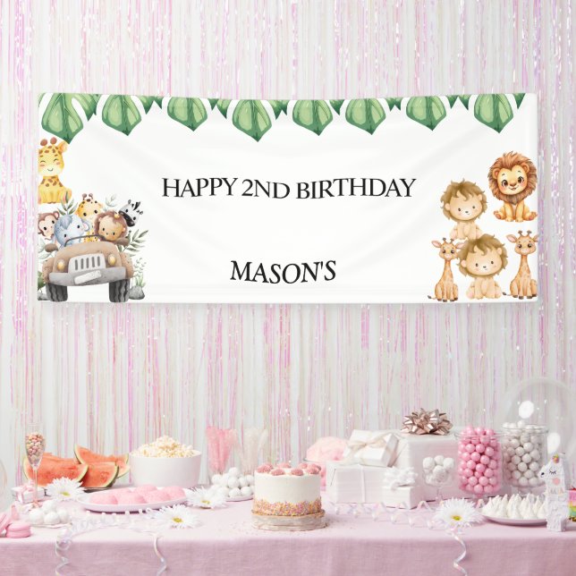 Wild One Jungle Safari Birthday for Boys Banner (Party)