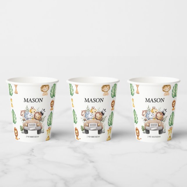 Wild One Jungle Safari Birthday for Boys Paper Cups (Multi)