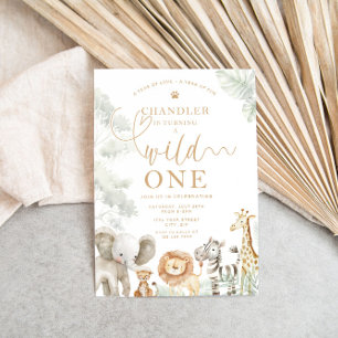 Wild One Jungle Safari Birthday Invitation