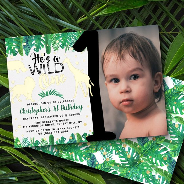 Wild One Jungle Safari Boys 1st Birthday Photo (Creator Uploaded)