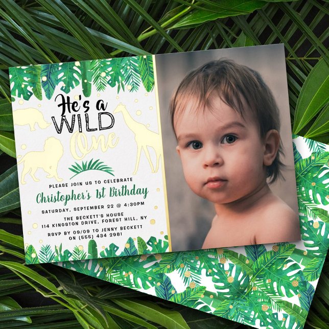 Wild One Jungle Safari Boys 1st Birthday Photo (Creator Uploaded)
