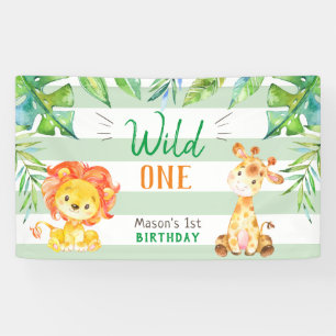 Wild One Jungle Safari Boys First Birthday Party B Banner