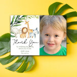 Wild One Jungle Safari Thank You Card<br><div class="desc">Photo Wild One Wild and One 1st Birthday First Birthday Baby Shower Jungle Safari Zoo Party Party Animals Thank You Card</div>