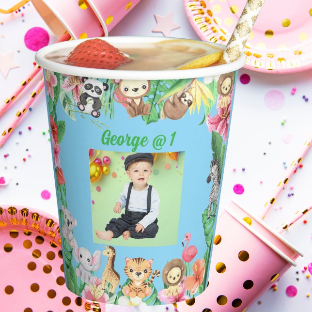 Wild One Jungle Safari Themed 1st Birthday Party Paper Cups (Creator Uploaded)