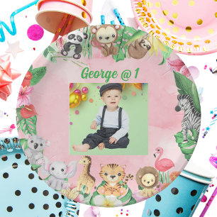Wild One Jungle Safari Themed 1st Birthday Party Paper Plate