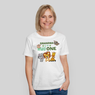 Wild One Jungle Safari Zoo Animal Grandma Birthday T-Shirt