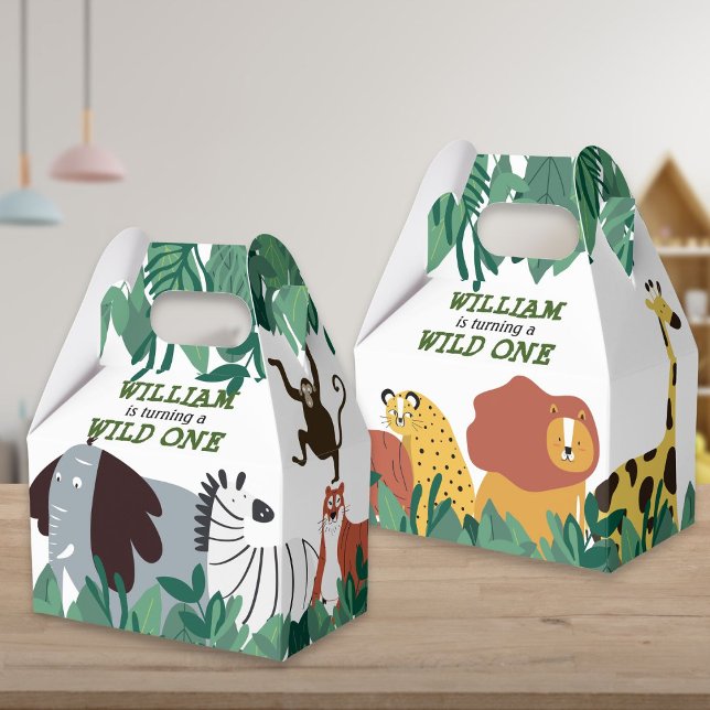 Wild One Jungle Safari Zoo First Birthday Favour Box (Wild One Jungle Safari Zoo First Birthday Favor Box)