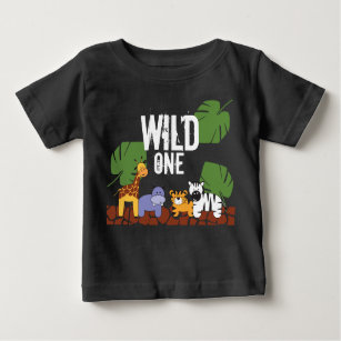 WILD ONE Jungle theme 1st Birthday Green Baby T-Shirt