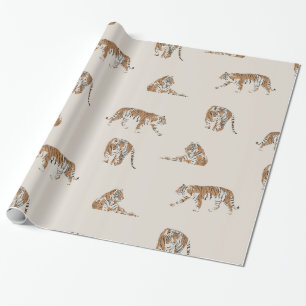 wild one jungle tiger safari wrapping paper
