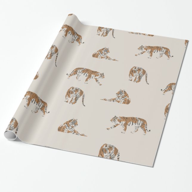 wild one jungle tiger safari wrapping paper (Unrolled)