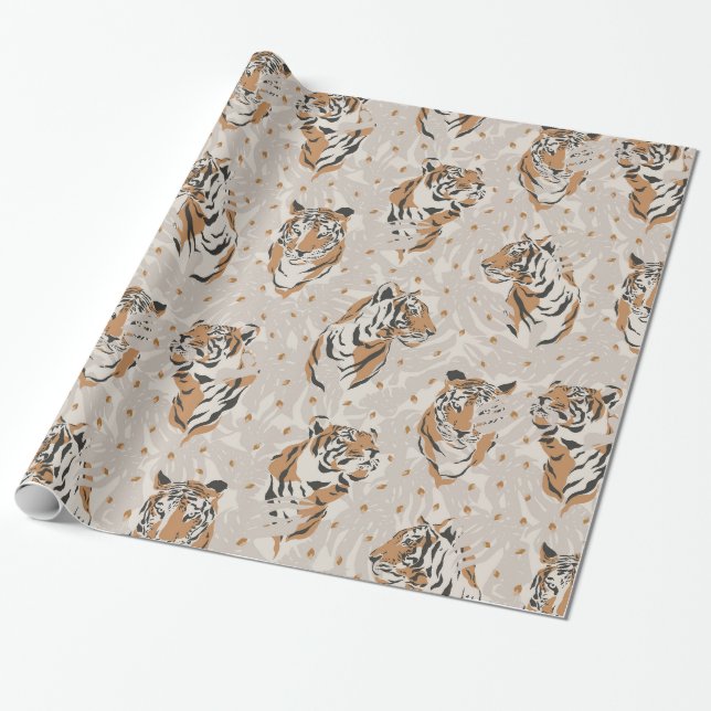 wild one jungle tiger safari wrapping paper (Unrolled)