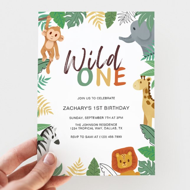 Wild One Kids Safari 1st Birthday Party Invitation (Creator Uploaded)