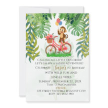 Wild One kid's Safari Birthday party Invitation 