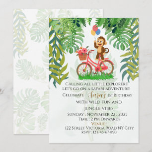 Wild One kid's Safari Birthday party Invitation