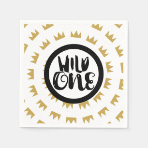 Wild One King of Things Crown 1st Birthday Party Napkin