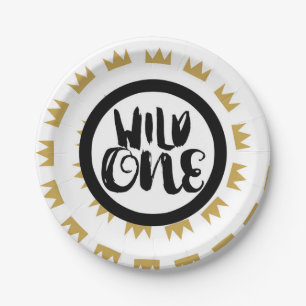 Wild One King of Things Crown 1st Birthday Party Paper Plate