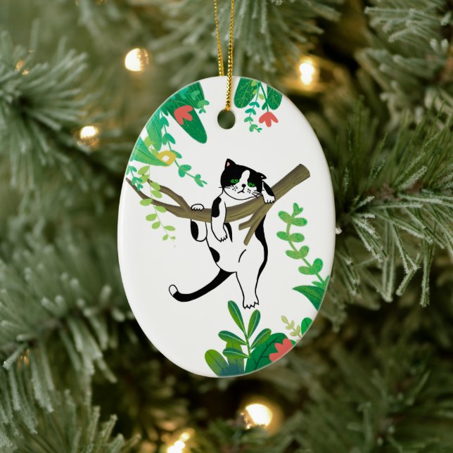 Wild One Kitty Cat Kitten 1st Birthday Invitation Ceramic Tree Decoration (Tree)