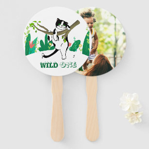 Wild One Kitty Cat Kitten 1st Birthday Invitation Hand Fan