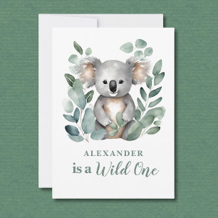 Wild One Koala Animal Child's 1st Birthday  Invitation
