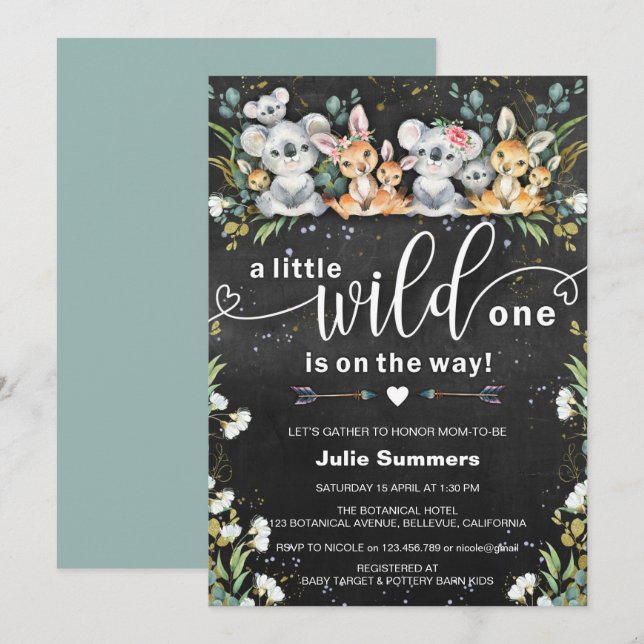 Wild One Koalas & Kangaroos Baby Shower Invitation (Front/Back)