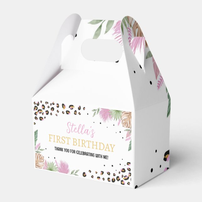 Wild One Leopard Animals Birthday Favour Box (Front Side)