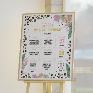 Wild One Leopard Birthday Milestone Sign