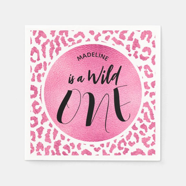Wild One Leopard Jungle Safari 1st Birthday Napkin (Front)