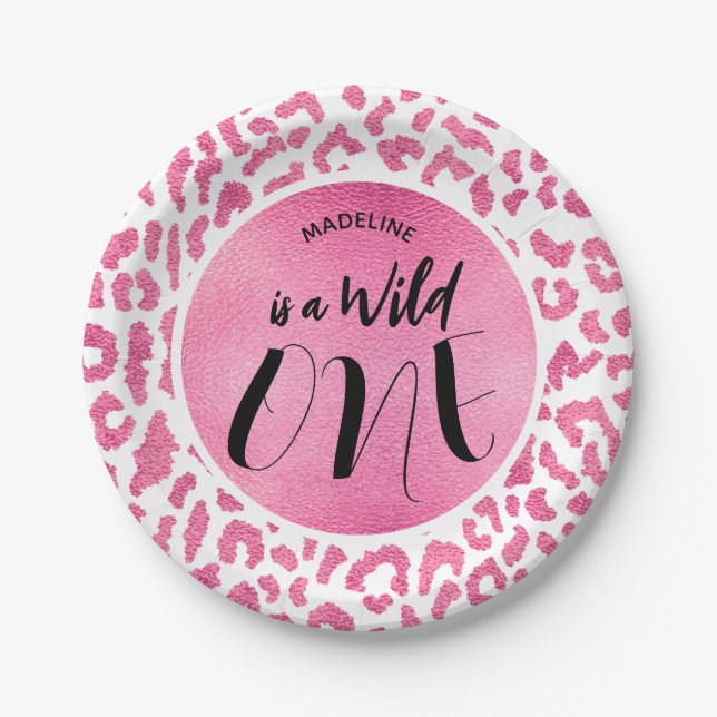 Wild One Leopard Jungle Safari 1st Birthday Paper Plate (Front)