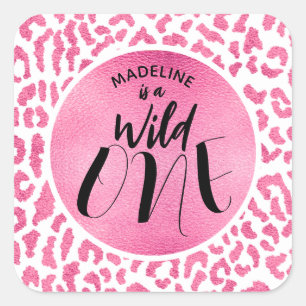 Wild One Leopard Jungle Safari 1st Birthday Square Sticker