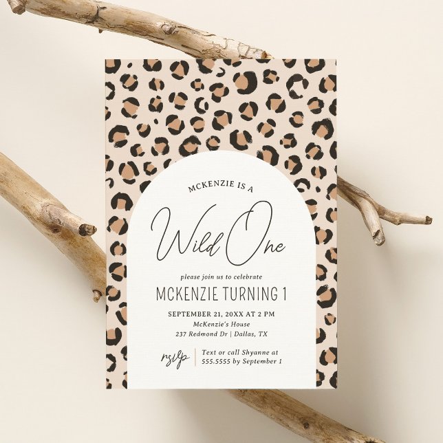 Wild One Leopard Print 1st Birthday Invitation (Creator Uploaded)