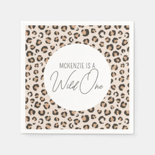 Wild One Leopard Print 1st Birthday Napkin
