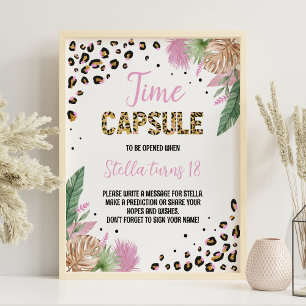 Wild One Leopard Print Birthday Time Capsule Sign
