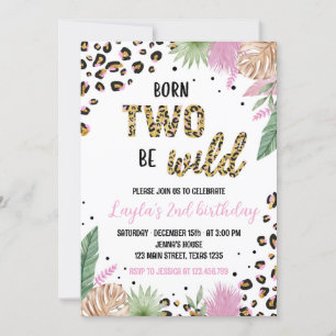Wild One Leopard Safari 2st Birthday Invitation