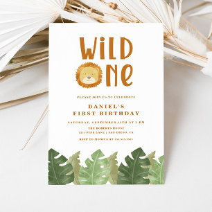 Wild One Lion 1st Birthday Invitation