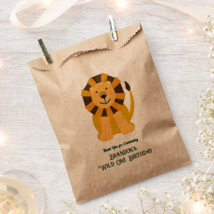 Wild One Lion Birthday Party Jungle Safari Favour Bags
