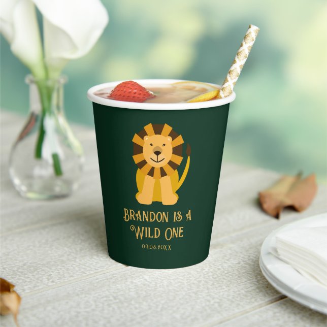 Wild One Lion Birthday Party Jungle Safari  Paper Cups (Insitu)