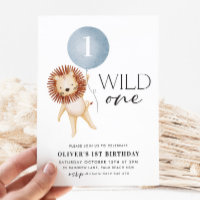 Wild One Lion Blue Balloon Boys 1st Birthday Party