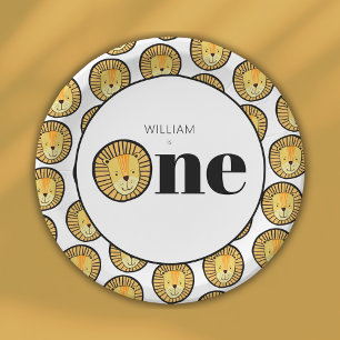 Wild One Lion Boys 1st birthday Paper Plate
