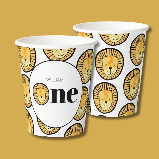 Wild One Lion Boys First Birthday Paper Cups (Wild One Lion First Birthday Paper Cups)