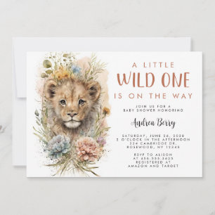 Wild One Lion Cub Baby Shower Invitation