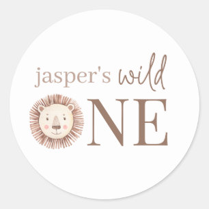 Wild One Lion Face Classic Round Sticker