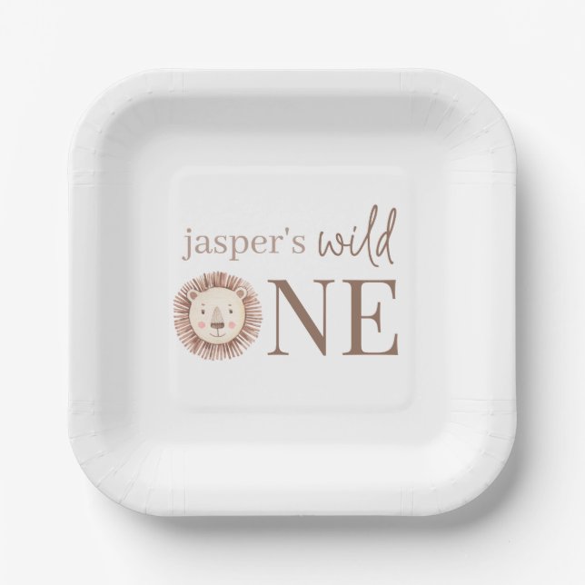 Wild One Lion Face Paper Plate (Front)