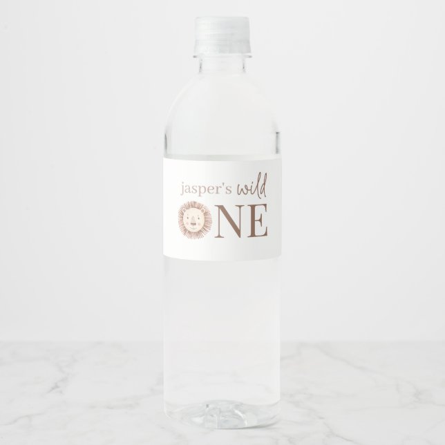 Wild One Lion Face Water Bottle Label (Front)