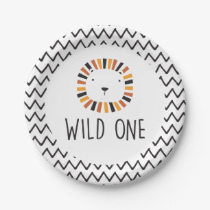 Wild one Lion first birthday Paper Plates