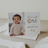 Wild One Lion Photo Thank You Card