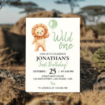 Wild One Lion Sage Green Balloon Boys Birthday
