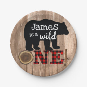 Wild One Lumberjack Bear Party Plates Birthday